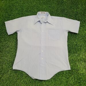 Vintage 90s Chartwell Button Shirt M/L 22x30 Light Blue Permanent Press